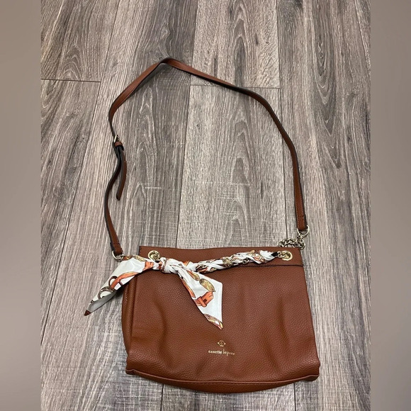 Nanette Lepore Adley Crossbody 28715957 Purse Camel Tan Removable Scarf 👜 - Picture 1 of 8